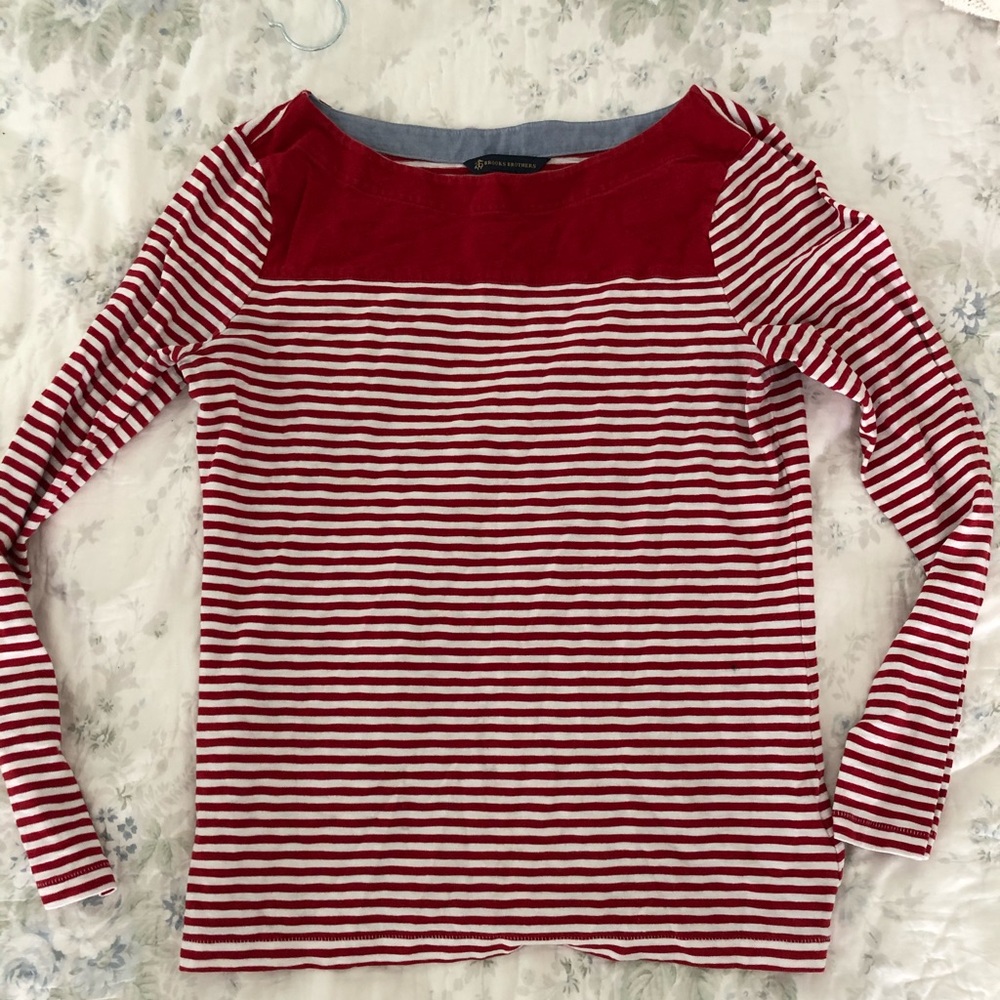 Brooks Brothers red striped tee